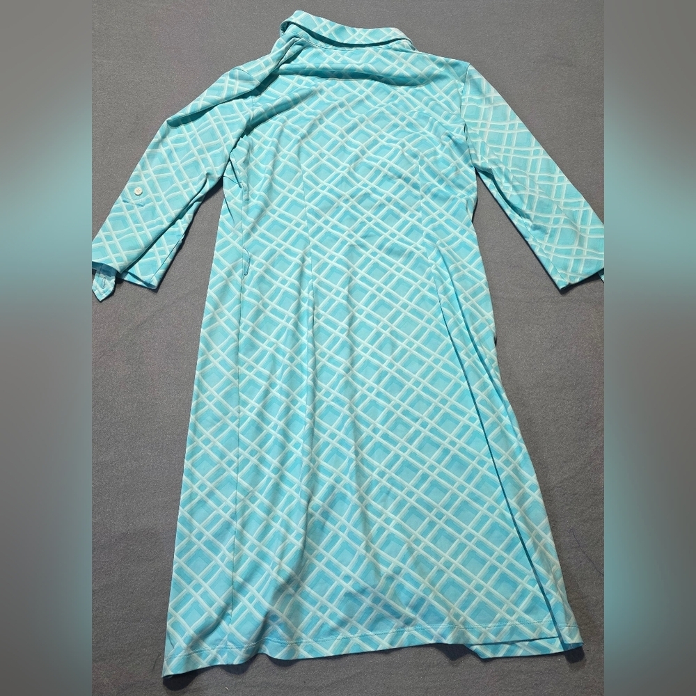 J. McLaughlin XS Blue Plaid Shirt Dress EUC PTP 20 - Picture 3 of 5